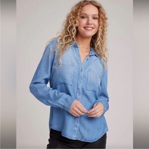 Bella Dahl Split Back Button‎ Down - Blue Ombre Wash Tencel size XS
